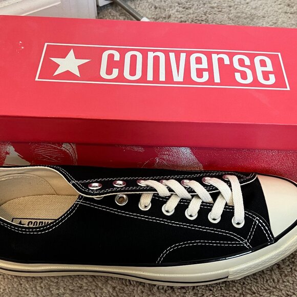 Unisex Converse Chuck Taylor 70 Low Top Black & Cream Sneakers Size M10/W12 BNIB - Picture 3 of 5